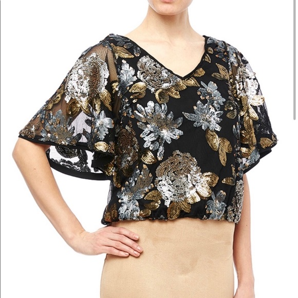 California Moonrise Floral Sequin Top Size Large - Picture 5 of 5